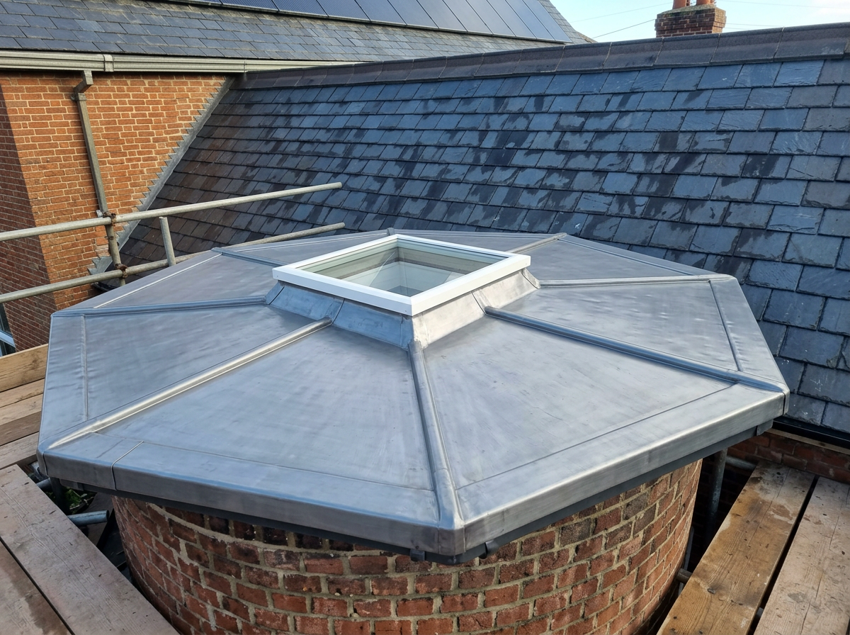GRP bay roof with skylight